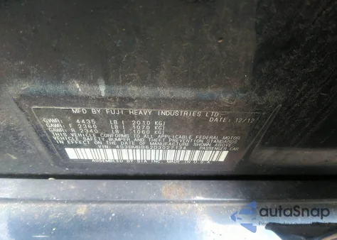 2013 Subaru Legacy 2.5I Premium z USA, uszkodzony, nr VIN 4S3BMBB62D3027134